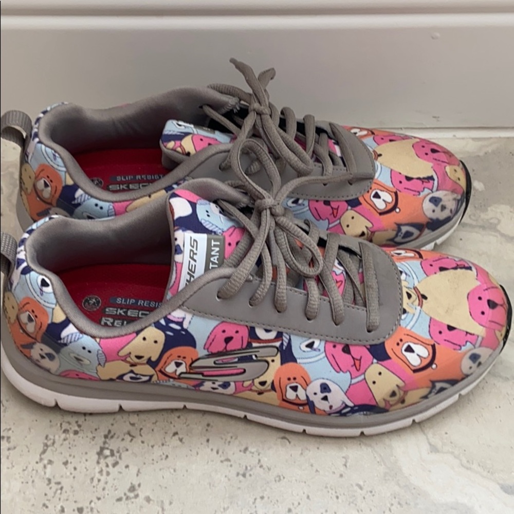 Skechers work shoes dog print